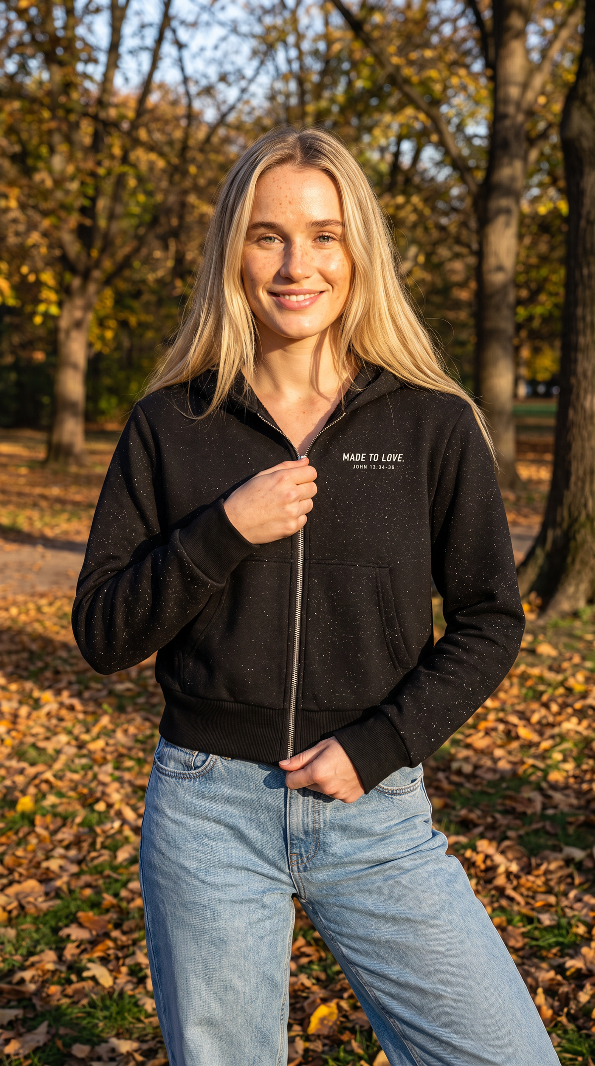 MADE TO LOVE — Women's Speckled Zip Hoodie