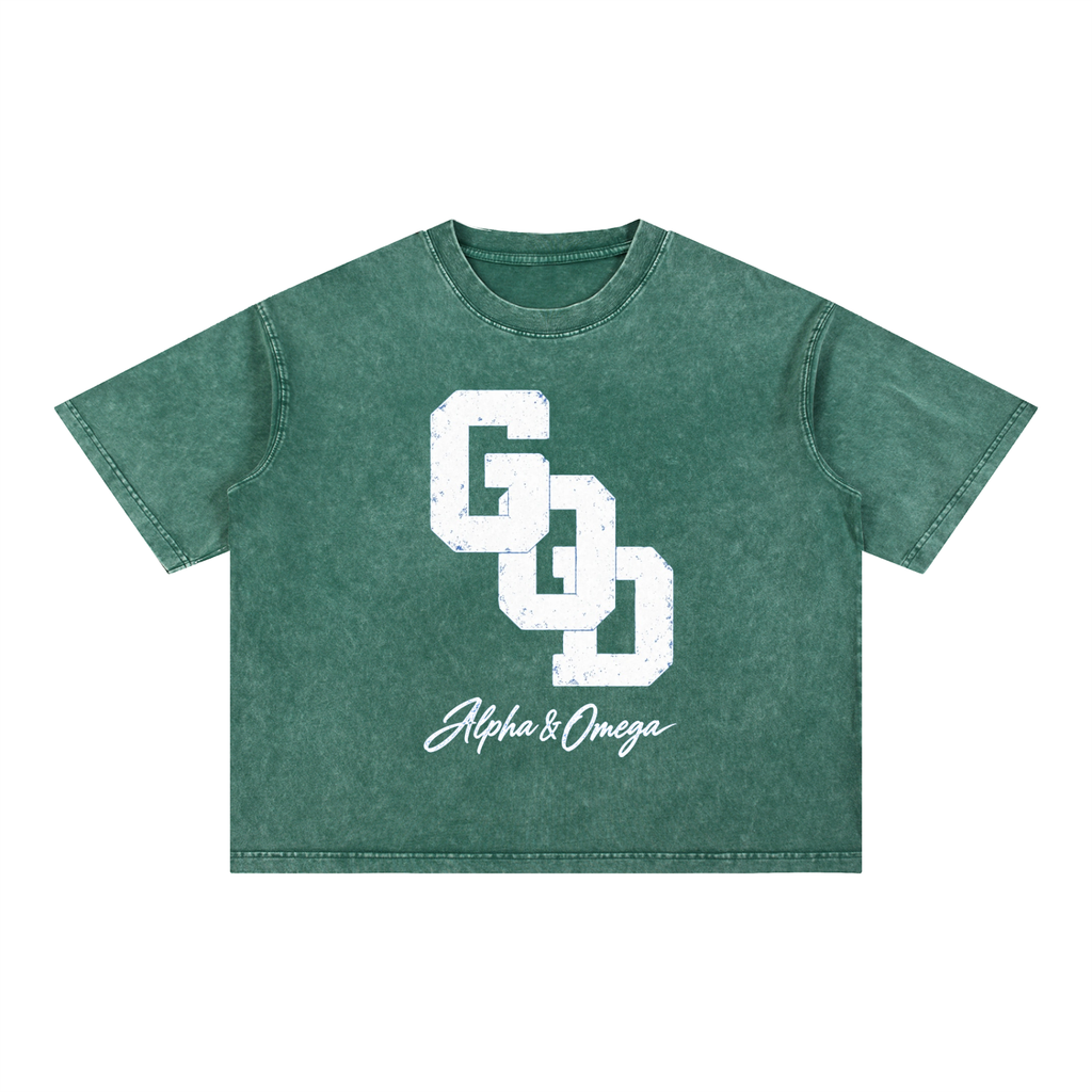 GOD | Alpha & Omega Mineral Wash Boxy Tee